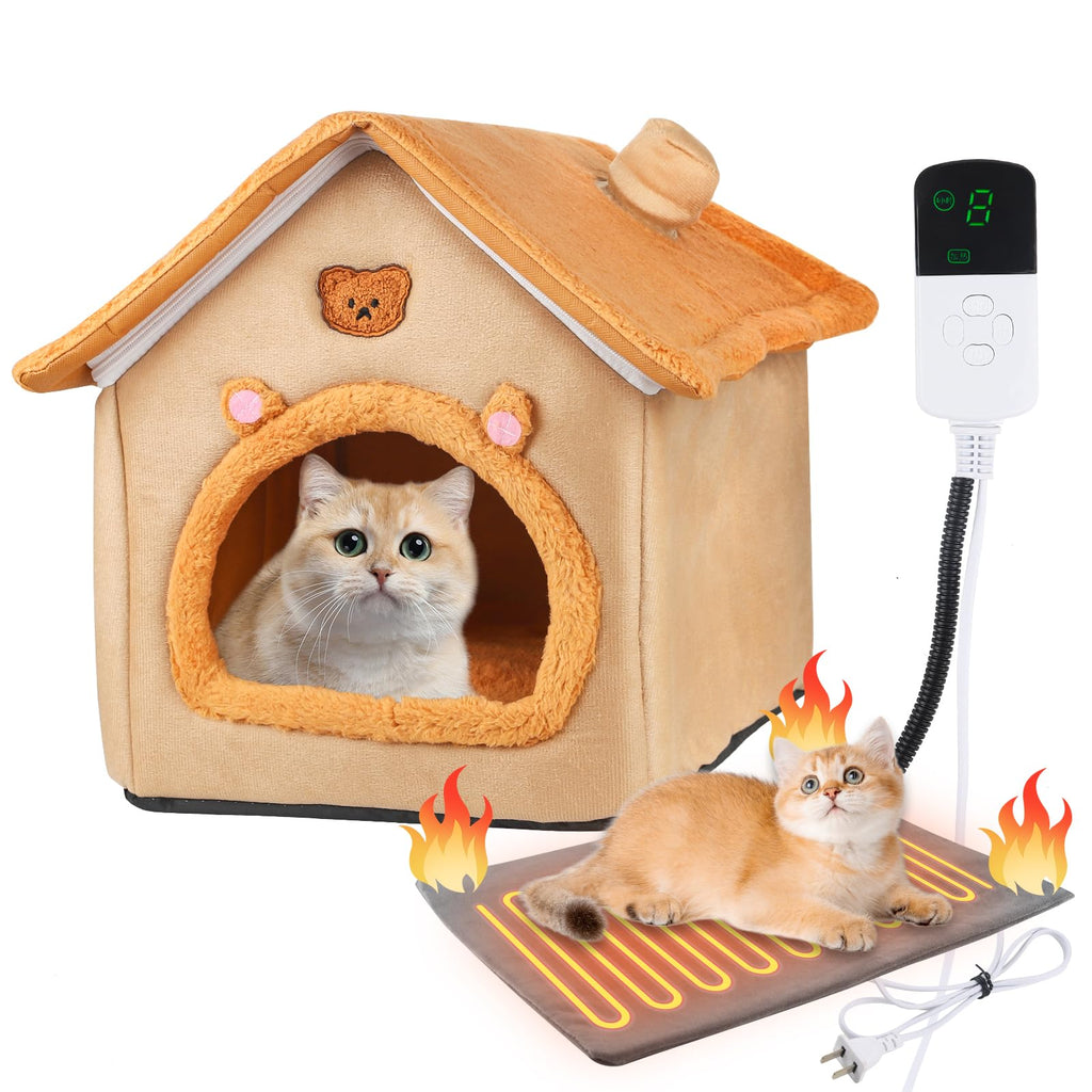 BluGun Heating Cat House Inside Cat House Heated Pet House Indoor Heated Kitty House Indoor Dog House Bed(A House and A Heating Pad)